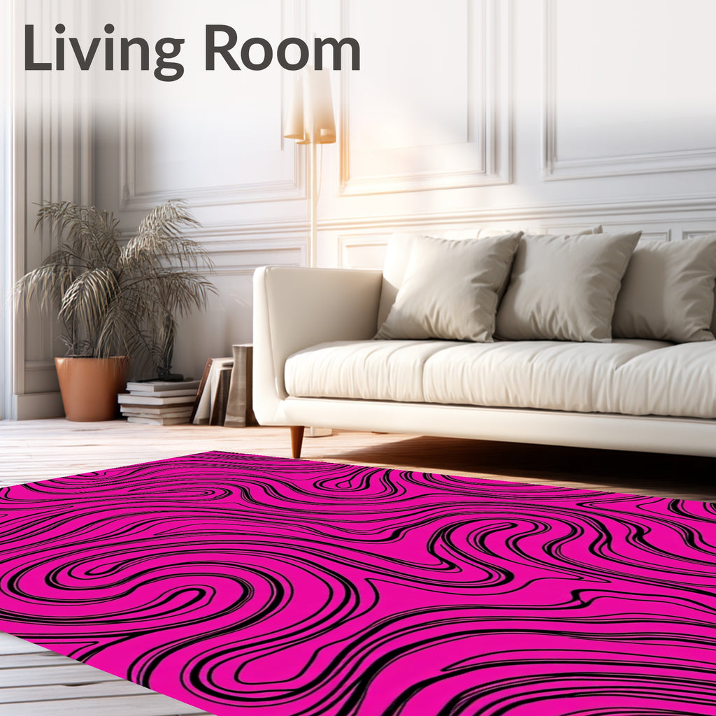 Vibrant Pink Swirl Pattern Design Rug