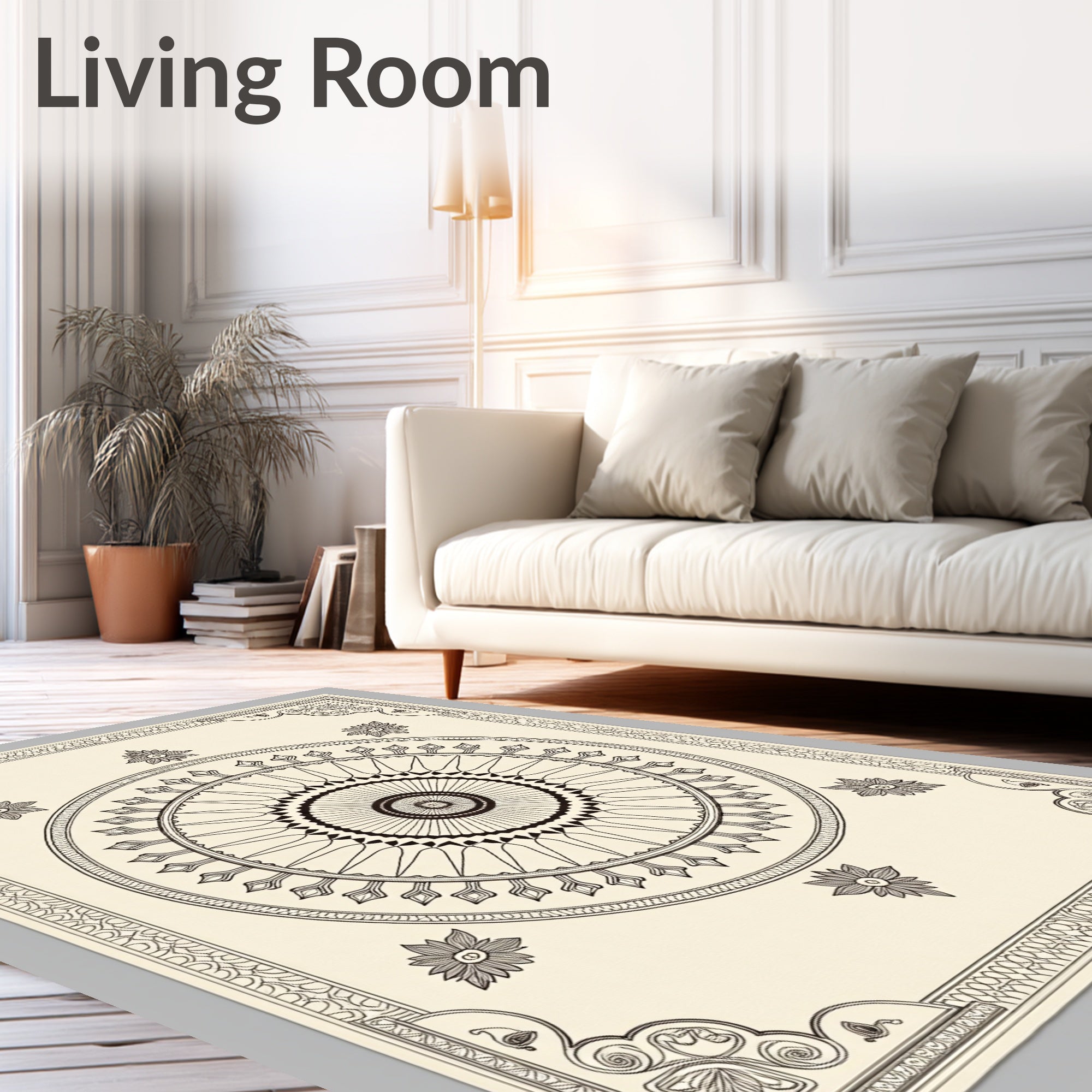 Mandala Floral Frame Decorative Rug
