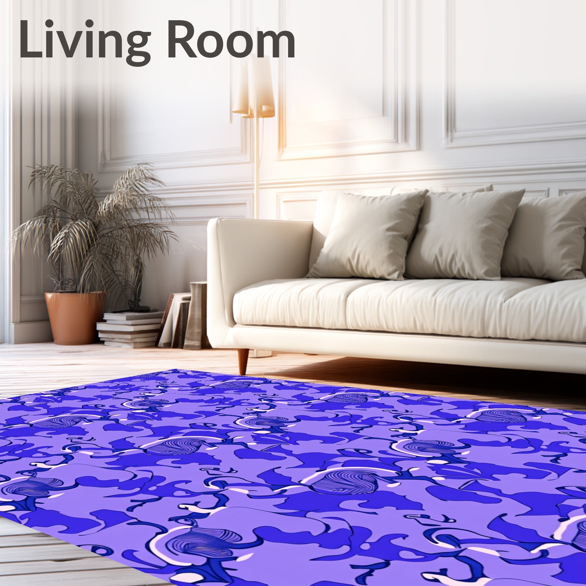 Abstract Floral Pattern in Cool Tones Rug