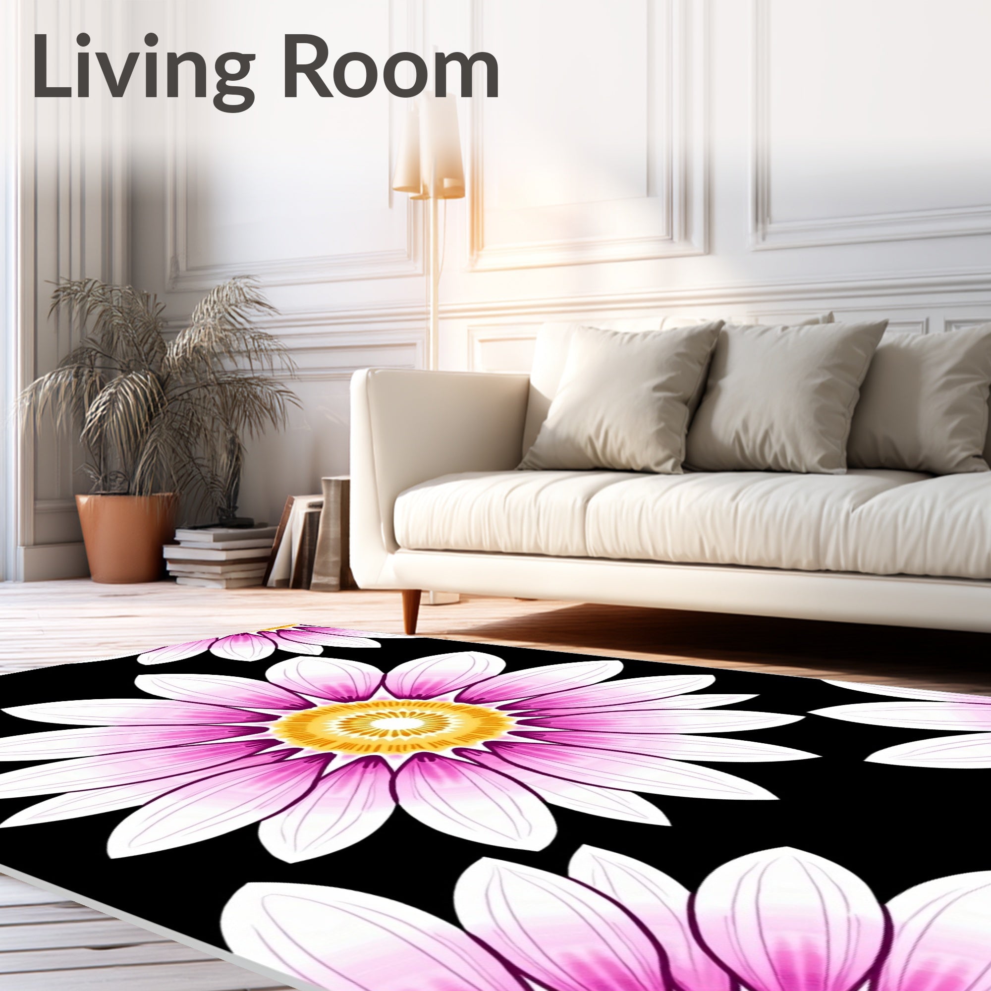 Pink Mandala Floral Art Rug