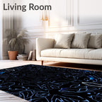 Abstract Blue Electric Symmetry Rug