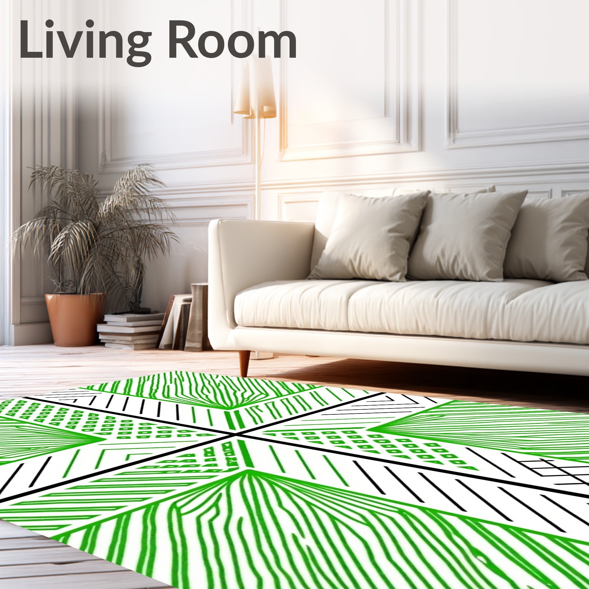 Abstract Green Linear Geometric Pattern Rug