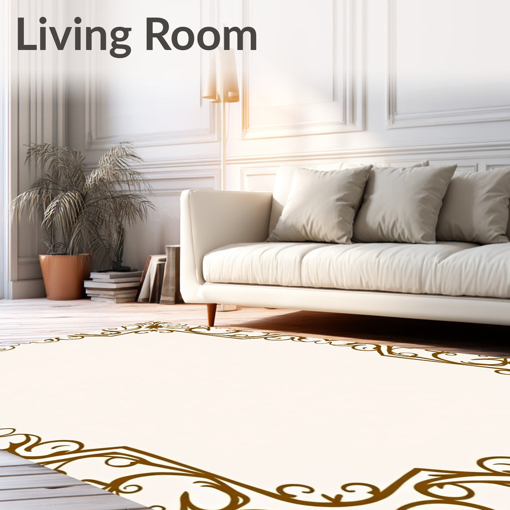 Ornate Flourish Border Design Rug