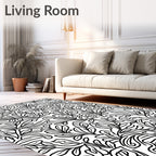 Line Art Botanical Pattern Design Rug
