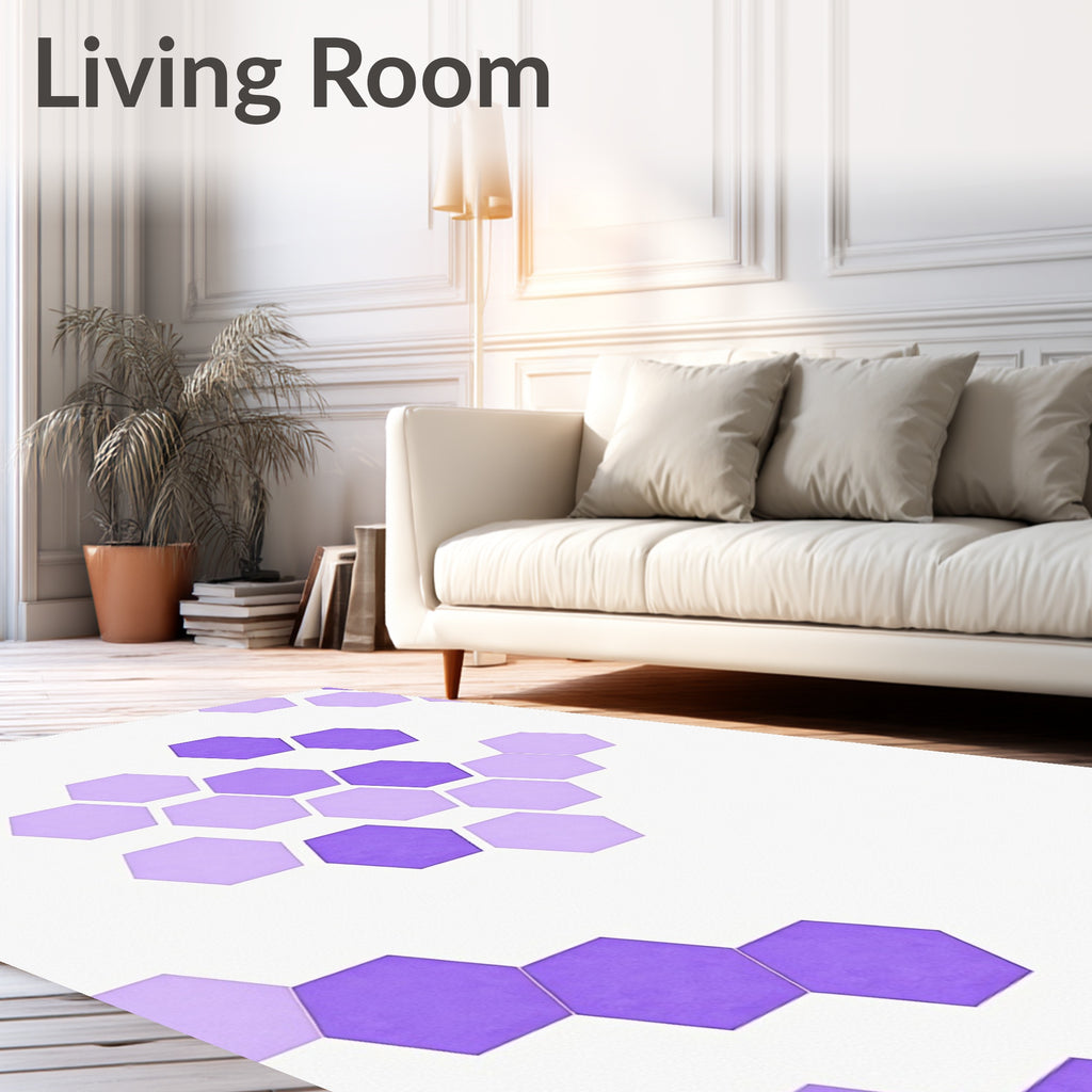 Modern Purple Hexagon Pattern Rug