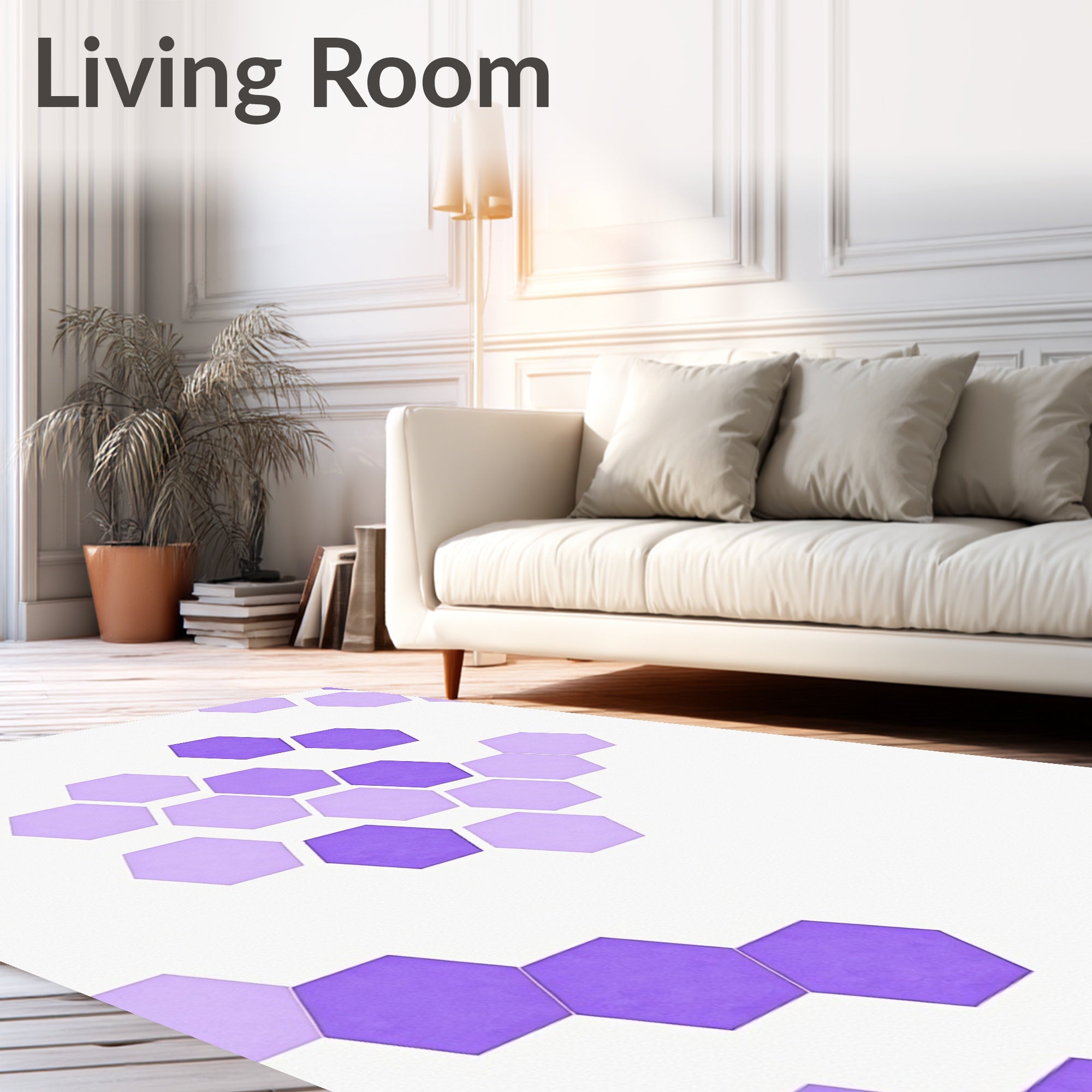Modern Purple Hexagon Pattern Rug