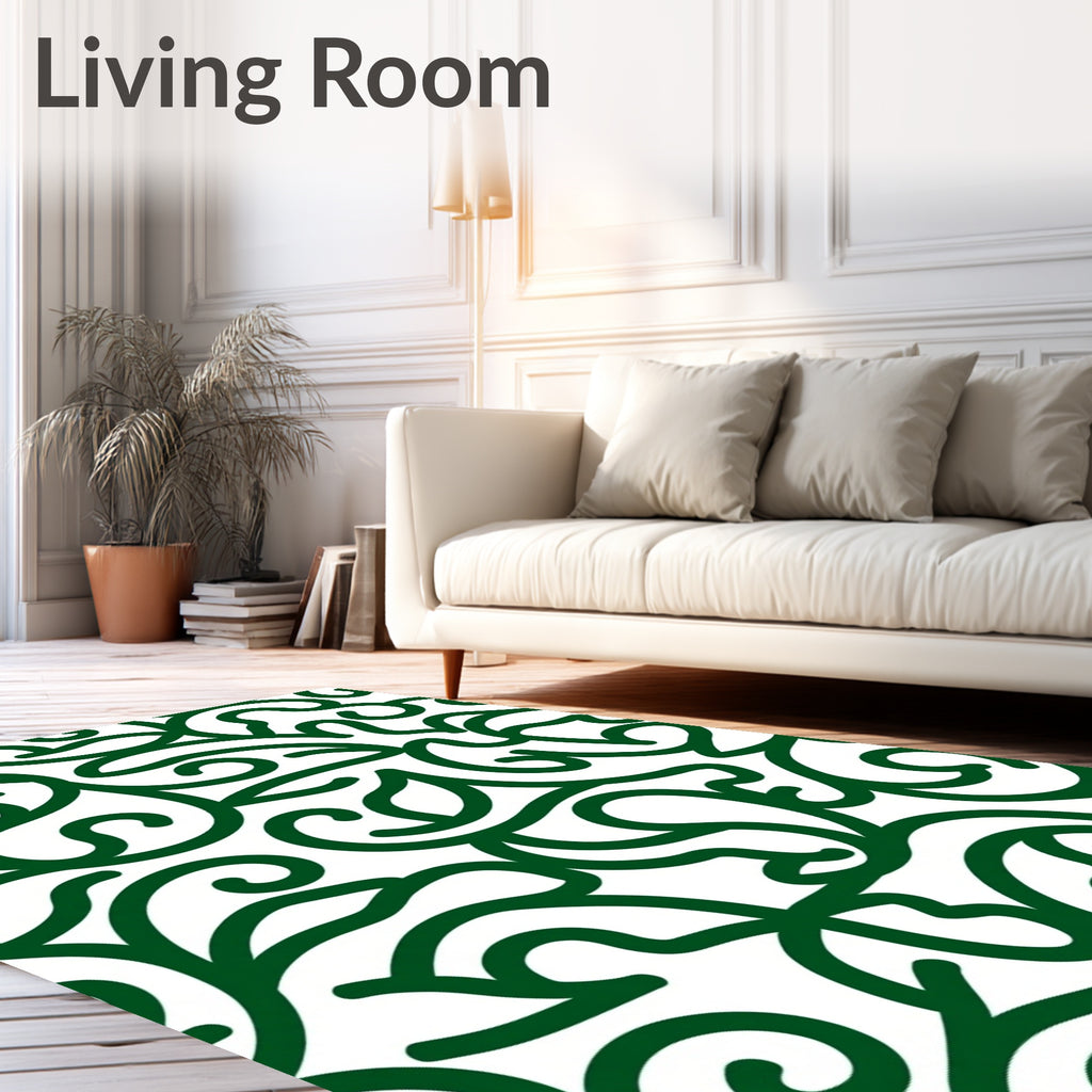 Emerald Swirl Floral Elegant Pattern Rug