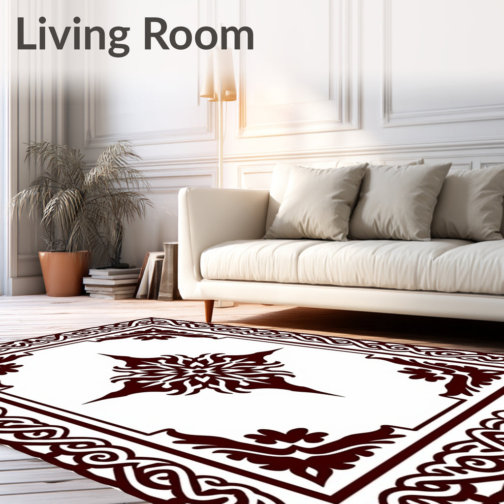 Ornate Symmetrical Floral Border Design Rug
