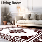 Ornate Symmetrical Floral Border Design Rug