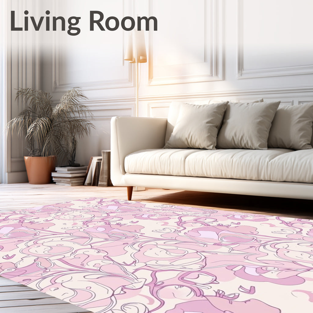 Art Nouveau Stylized Floral Swirl Design Rug