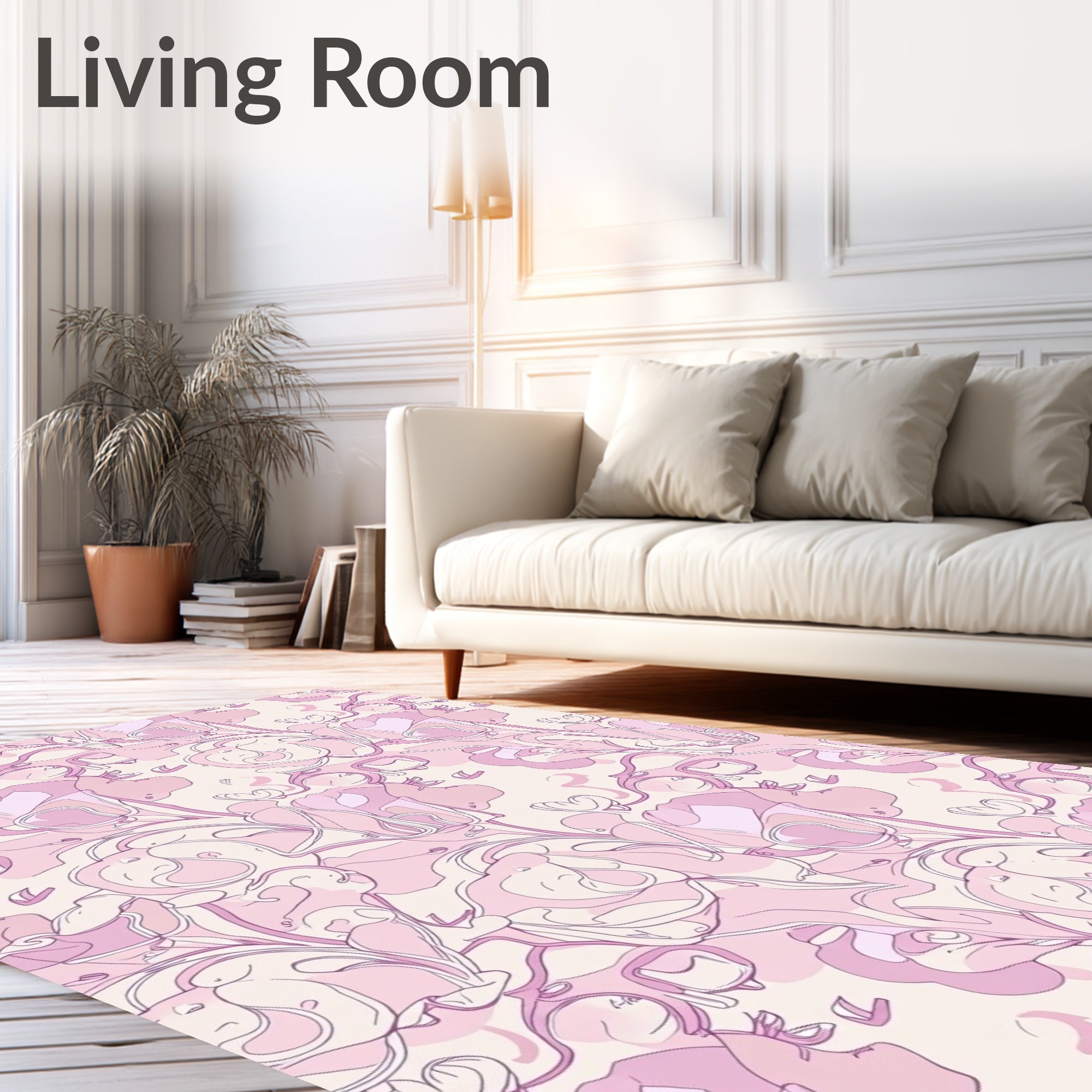 Art Nouveau Stylized Floral Swirl Design Rug
