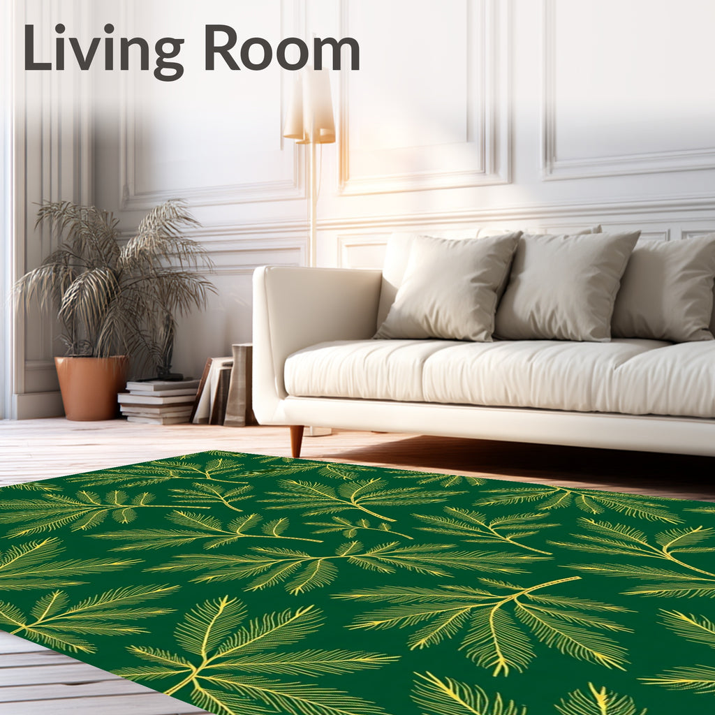 Emerald Golden Leaf Branches Rug