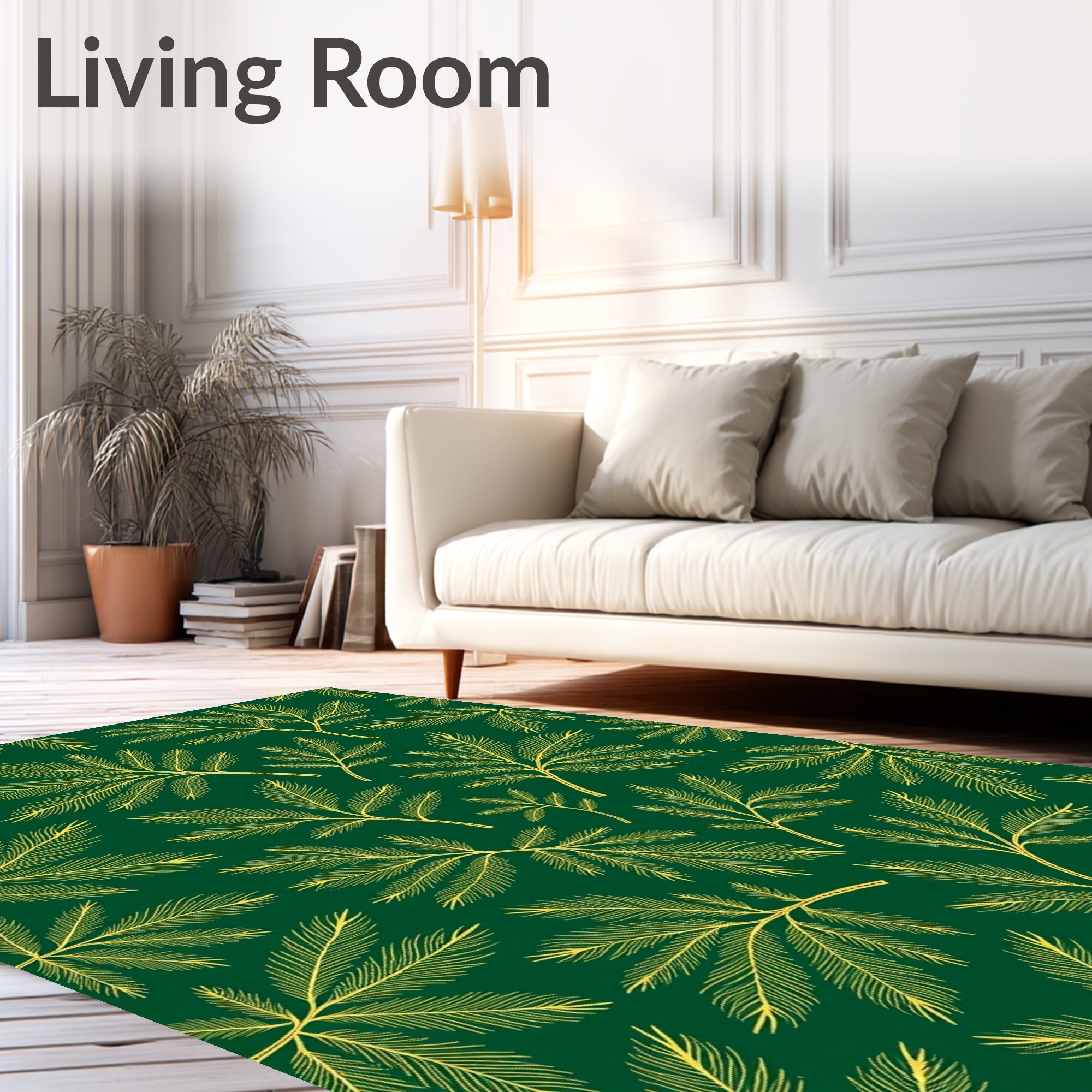 Emerald Golden Leaf Branches Rug