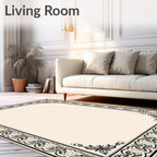 Ornate Floral Border Pattern Rug