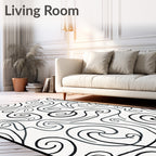 Abstract Swirls Black White Pattern Rug