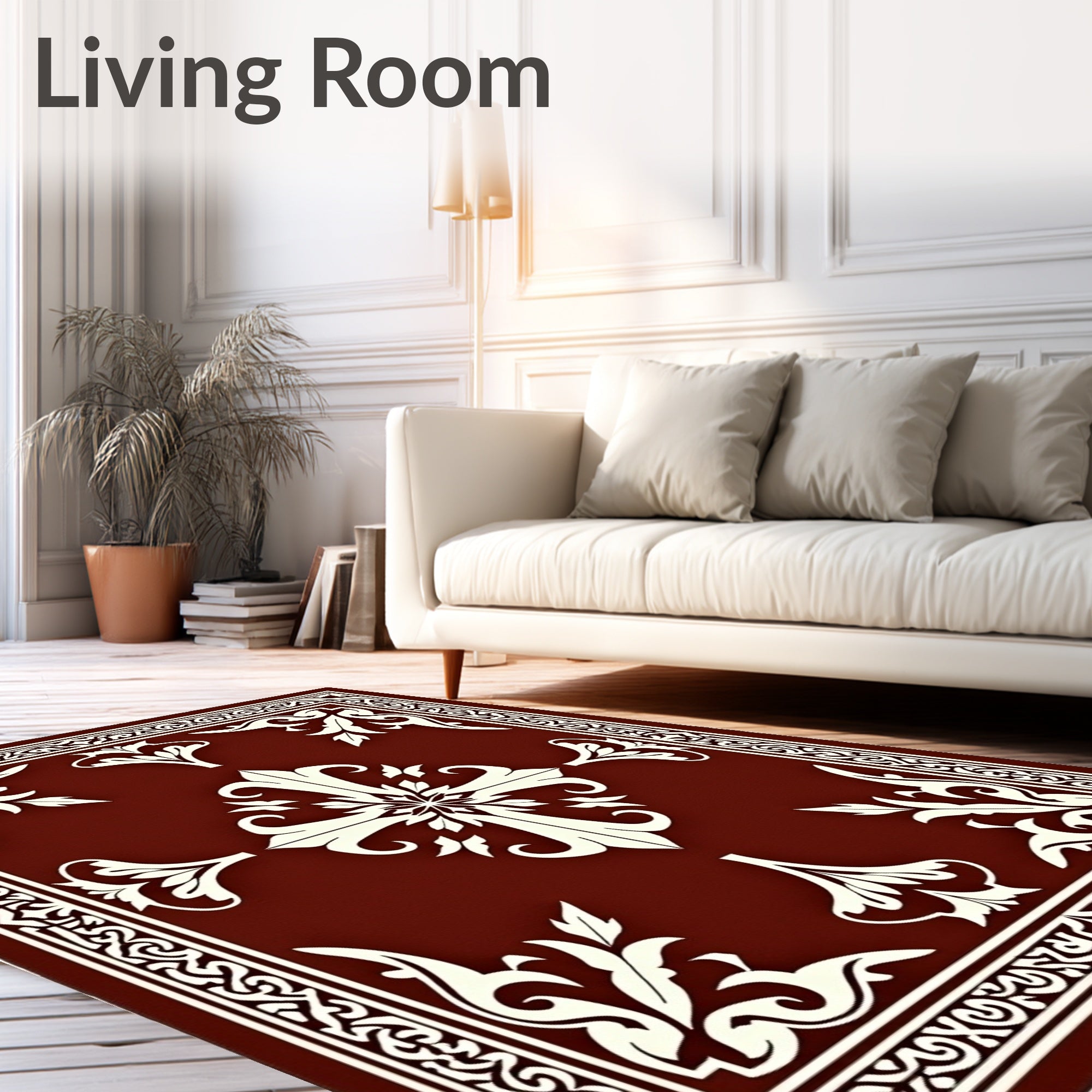 Antique Floral Medallion Border Design Rug