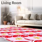 Vibrant Red Bunny Star Burst Rug