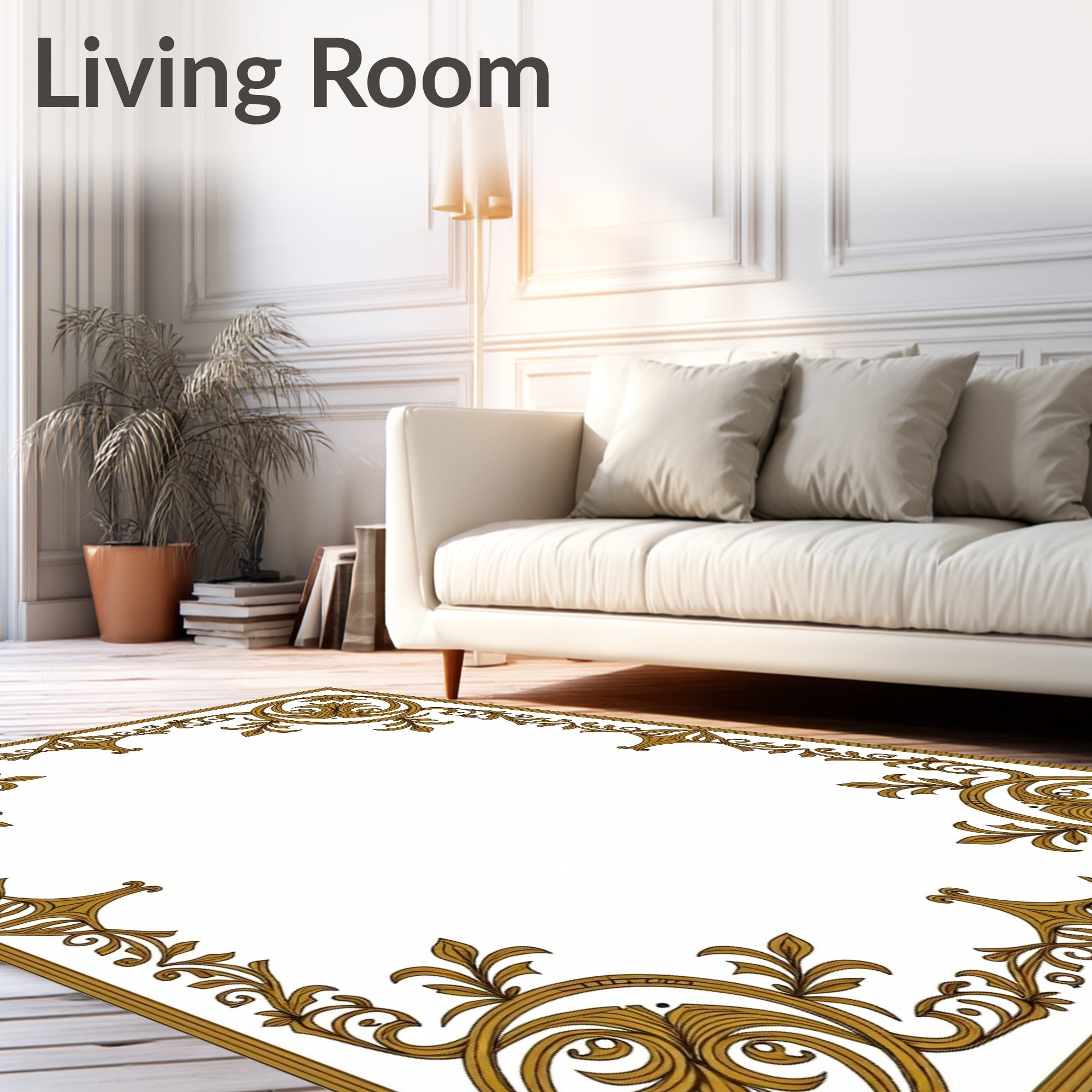 Ornate Scroll And Leaf Pattern Rug