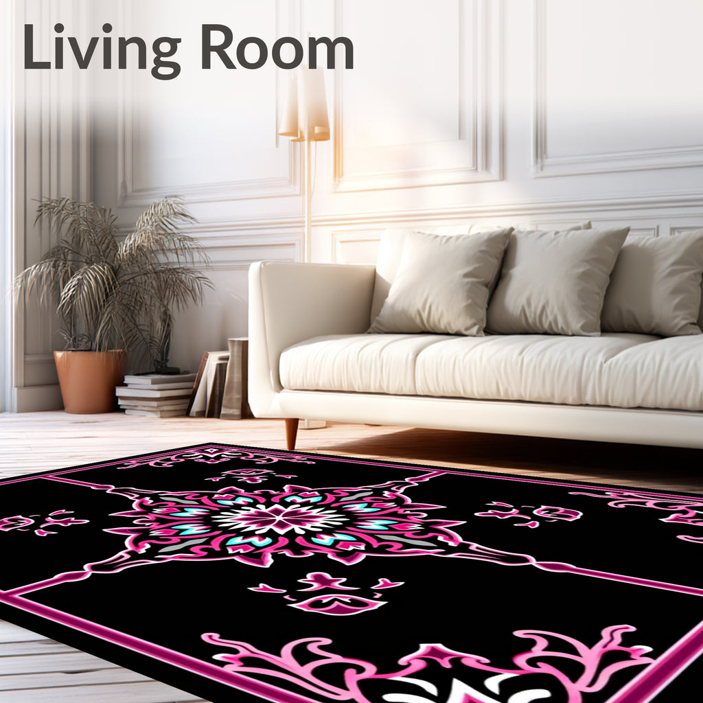 Vibrant Pink Floral Medallion Contour Rug