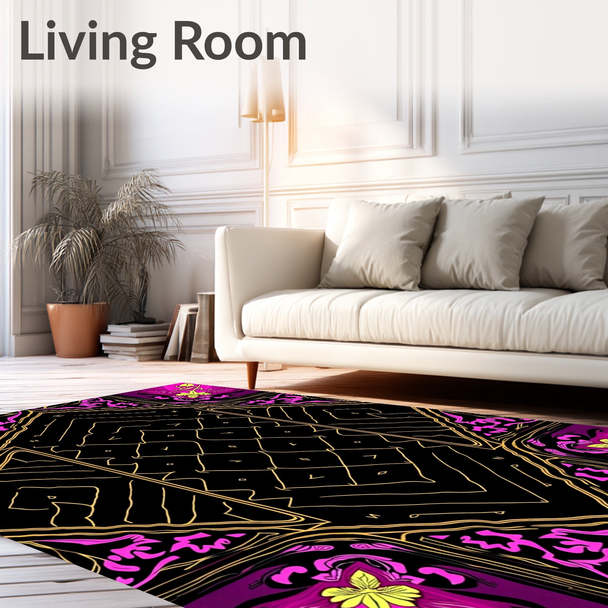 Ornate Geometric 2 Tone Floral Rug