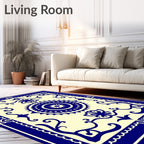 Classic Navy Blue Floral Medallion Rug