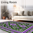 Purple 2 Diamond Floral Pattern Rug