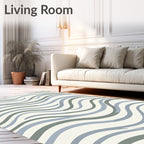 Abstract Wavy Blue Green Pattern Rug