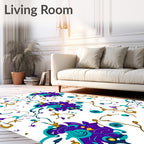 Whimsical Bloom Purple Teal Pattern Rug