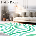 Cool Mint Green Wave Pattern Rug