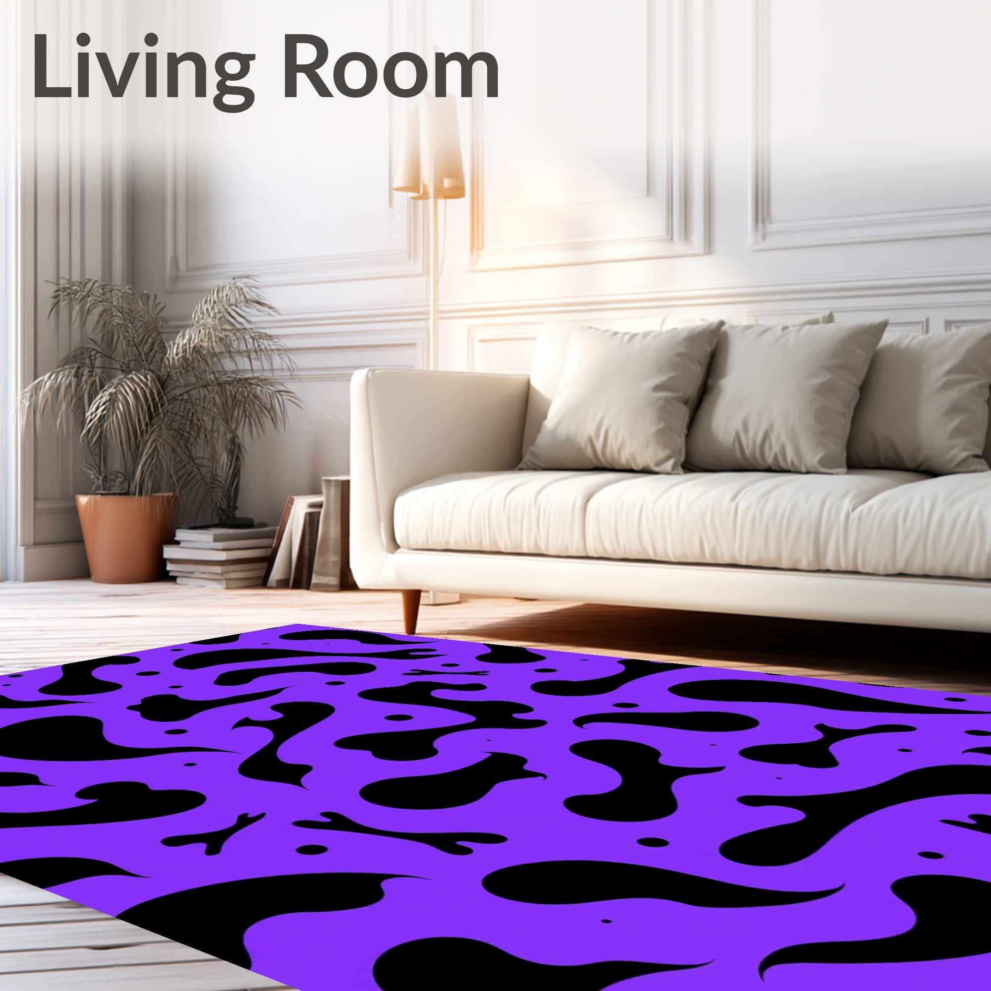 Abstract Blob Bone Patterned Violet Rug