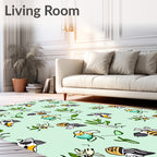 Whimsical Bees and Leaves Pattern Rug