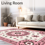 Pink Floral Mandala Pattern Rug