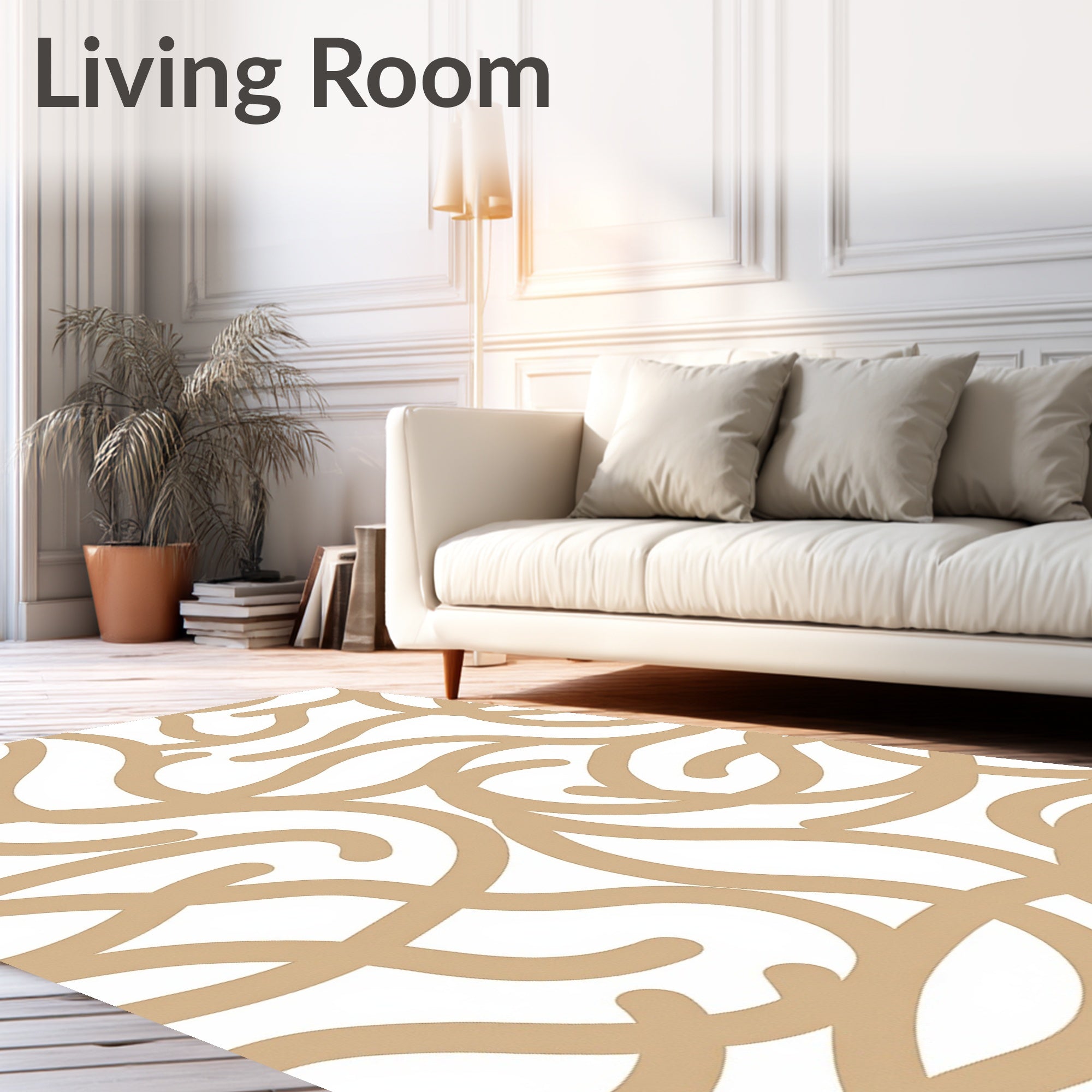 Modern Swirling Beige Abstract Pattern Rug