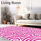 Pink White Swirling Waves Rug