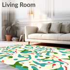 Abstract Organic Shapes With Red Dots Rug