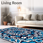 Intricate Blue White Mandala Pattern Rug