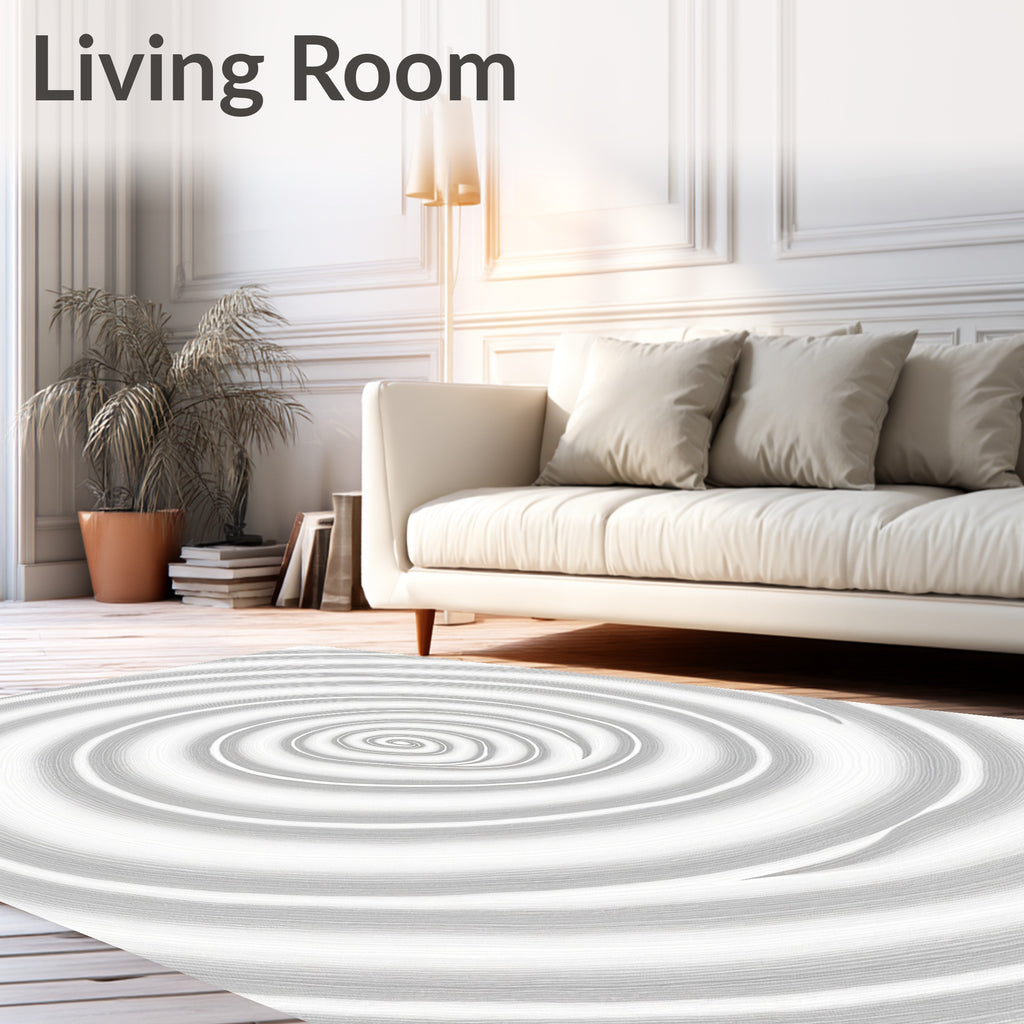 Monochrome Abstract Swirl Pattern Rug