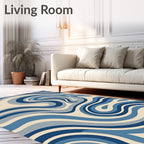 Blue Swirling Abstract Pattern Rug