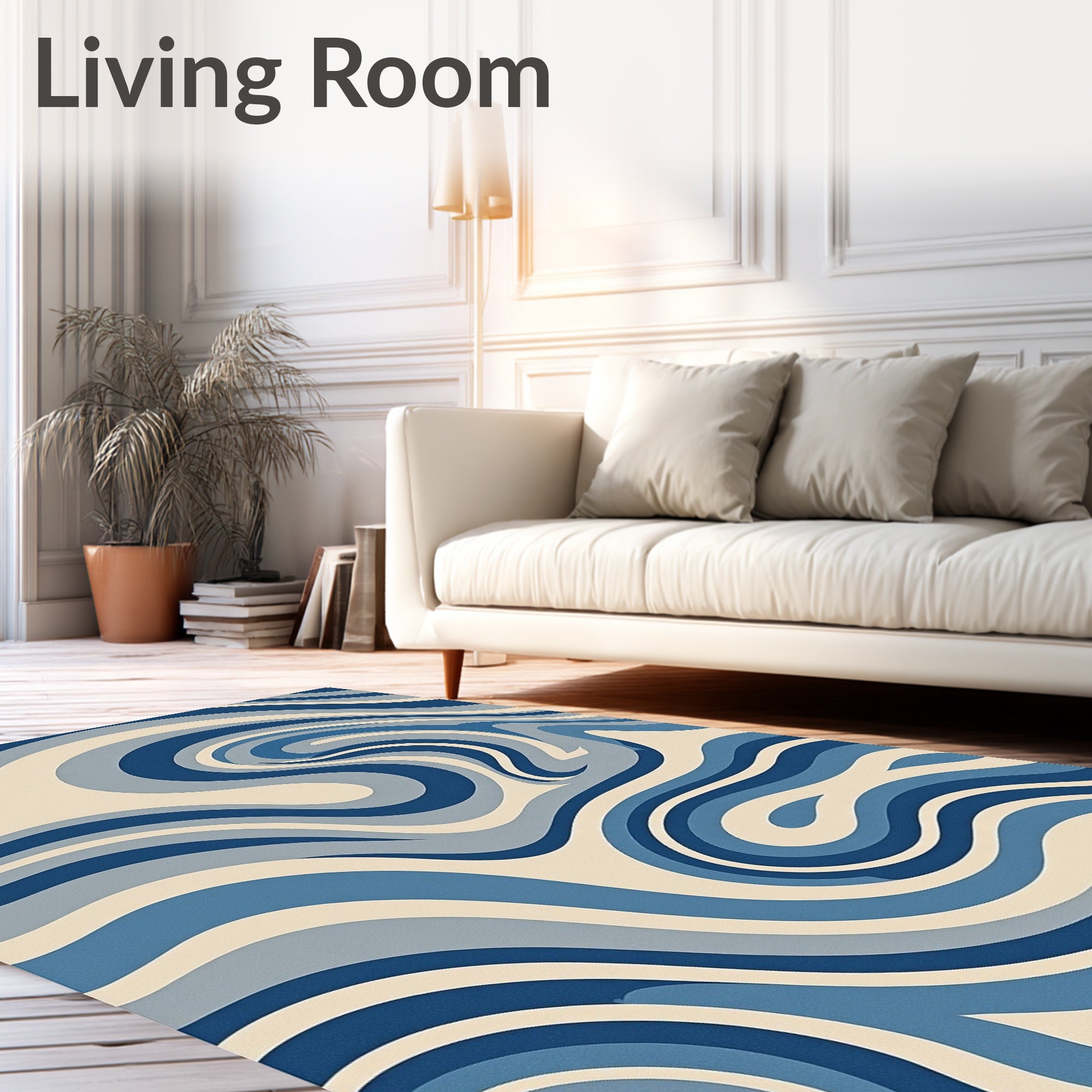 Blue Swirling Abstract Pattern Rug