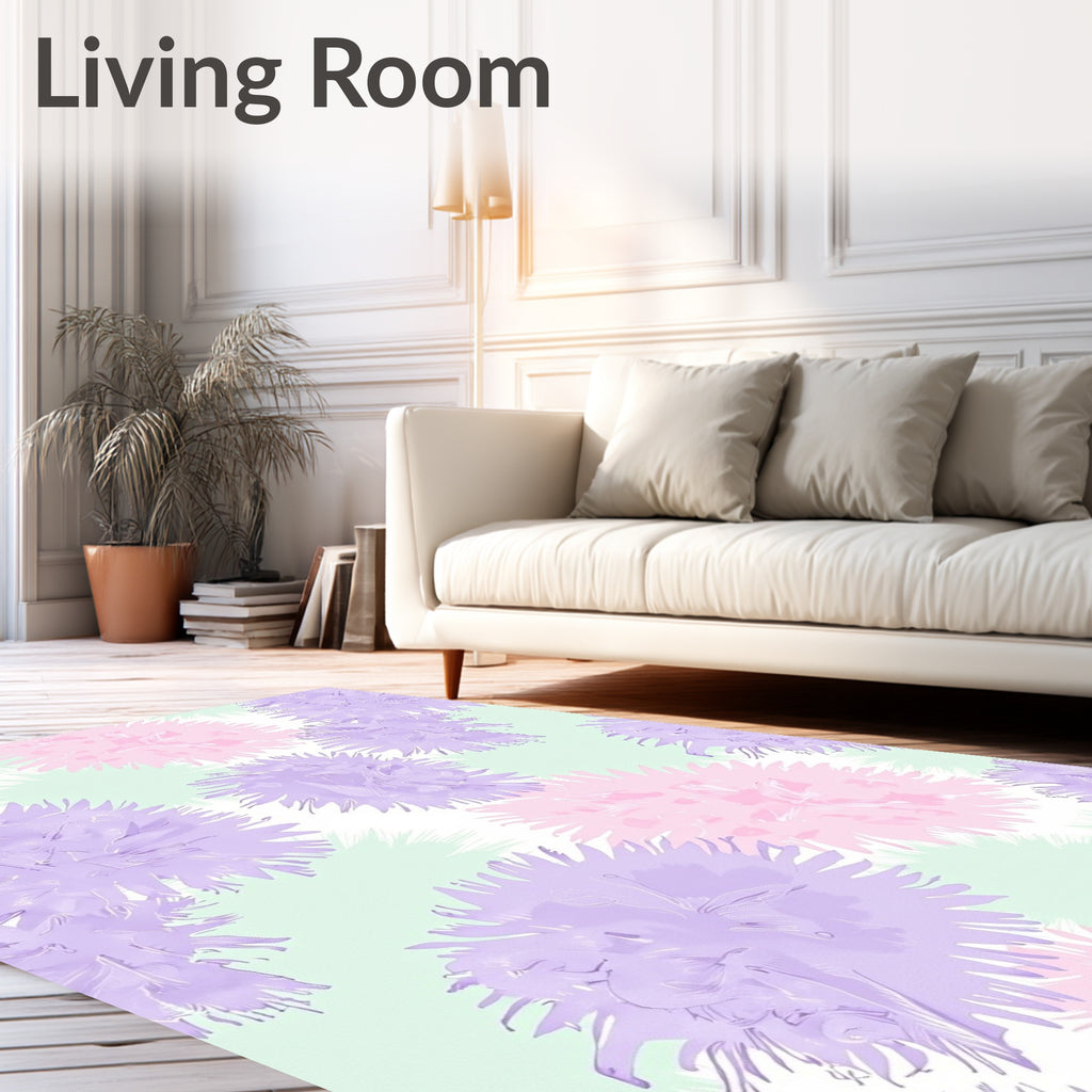 Pastel Floral Burst Patterned Rug