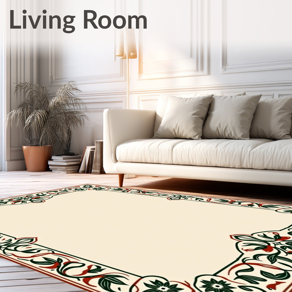 Ornate Floral Border Rug
