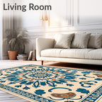 Blue Orange Intricate Mandala Rug