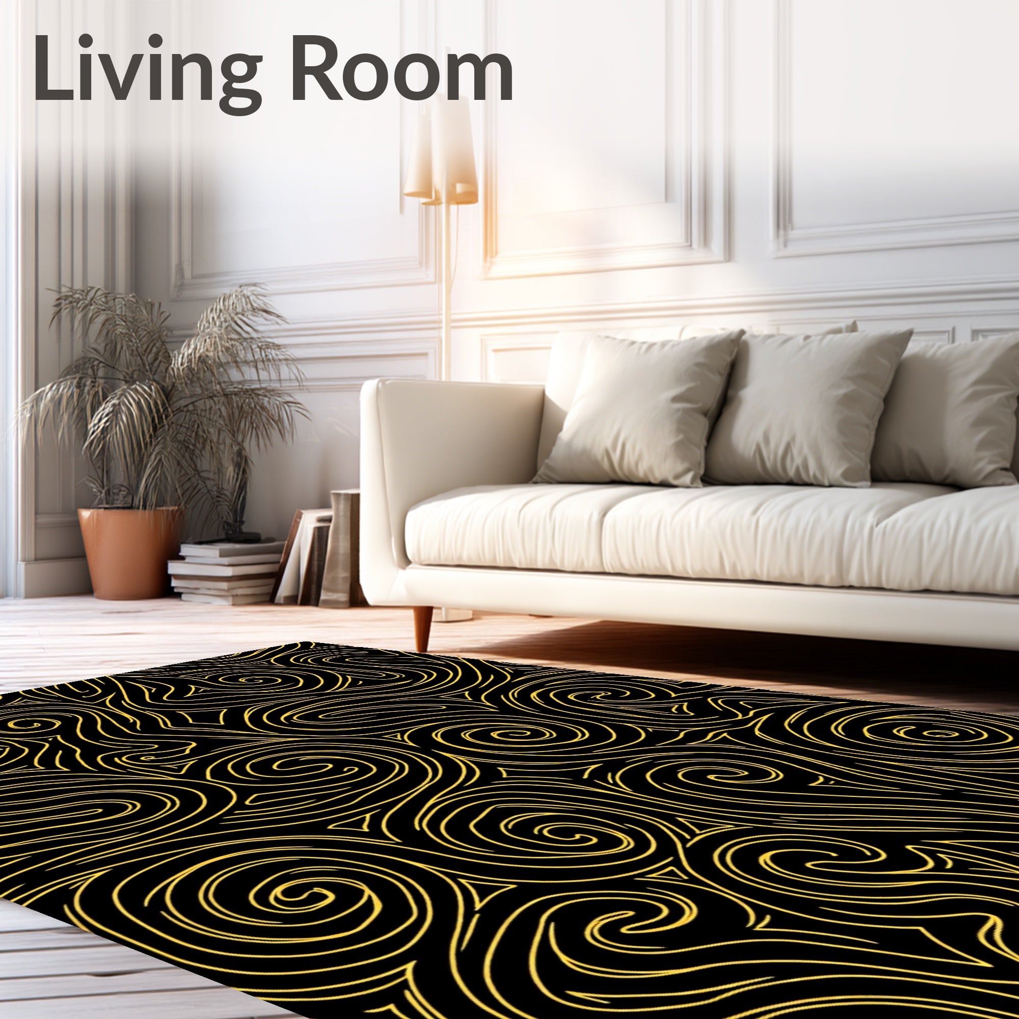 Gold Swirls Abstract Pattern Rug