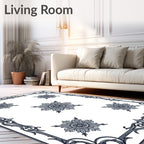 Ornate Floral Medallion Border Design Rug