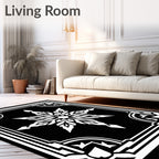 Monochromatic Geometric Starburst Design Rug