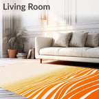 Orange And White Wavy Stripes Design Rug