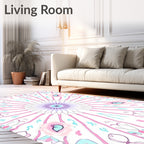 Floral Symmetry Pastel Pink Aqua Rug