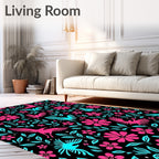 Bold Floral and Bird Pattern Rug