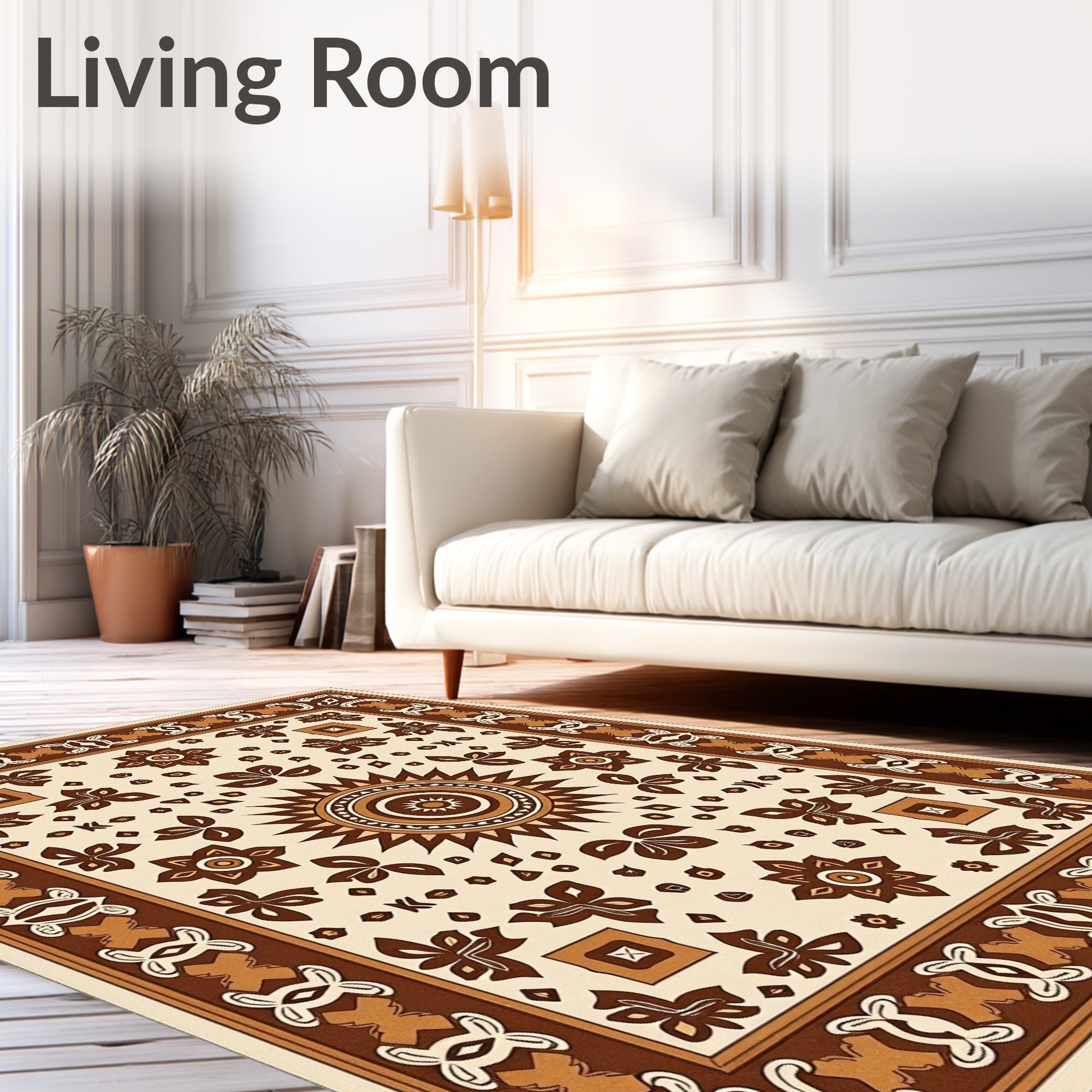 Warm Tones Sunburst Floral Pattern Rug