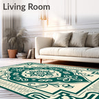Emerald Green Vintage Floral Motif Rug